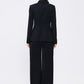 Collar Detailed Wide Leg Black Suit