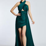 Cross Neck Long Tail Short Evening Dress