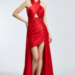 Cross Neck Long Tail Short Evening Dress