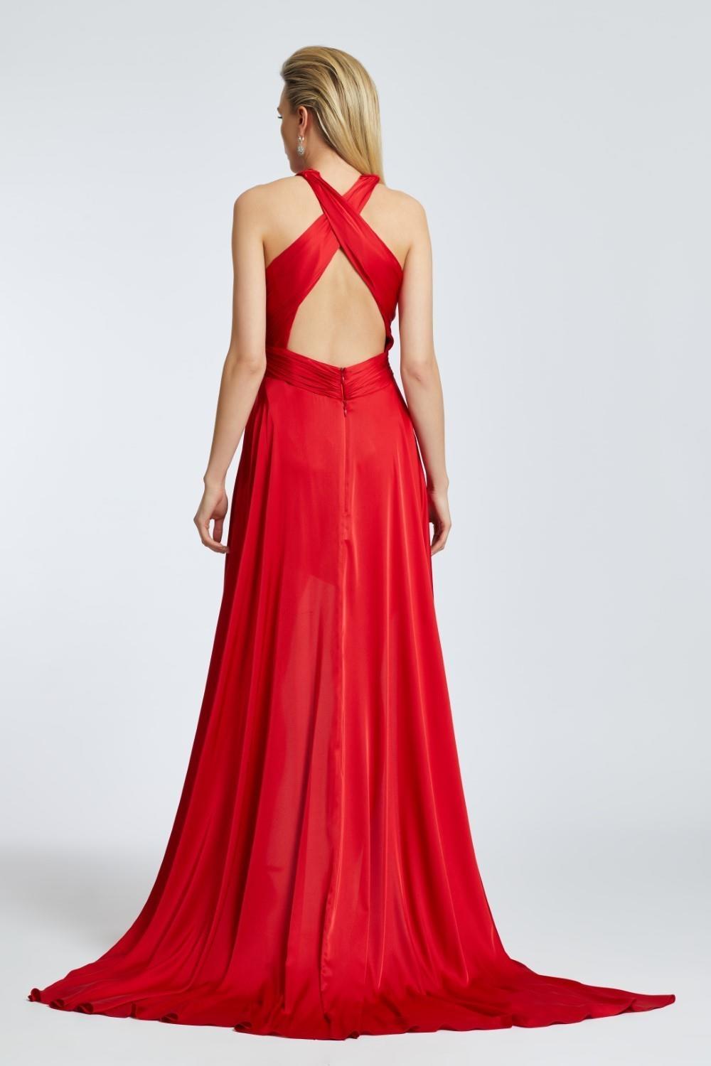 Cross Neck Long Tail Short Evening Dress