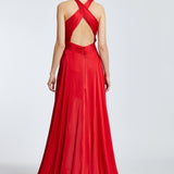 Cross Neck Long Tail Short Evening Dress - 2201