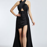 Cross Neck Long Tail Short Evening Dress - 2201