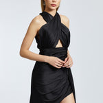 Cross Neck Long Tail Short Evening Dress