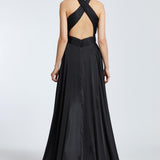 Cross Neck Long Tail Short Evening Dress - 2201