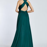 Cross Neck Long Tail Short Evening Dress - 2201