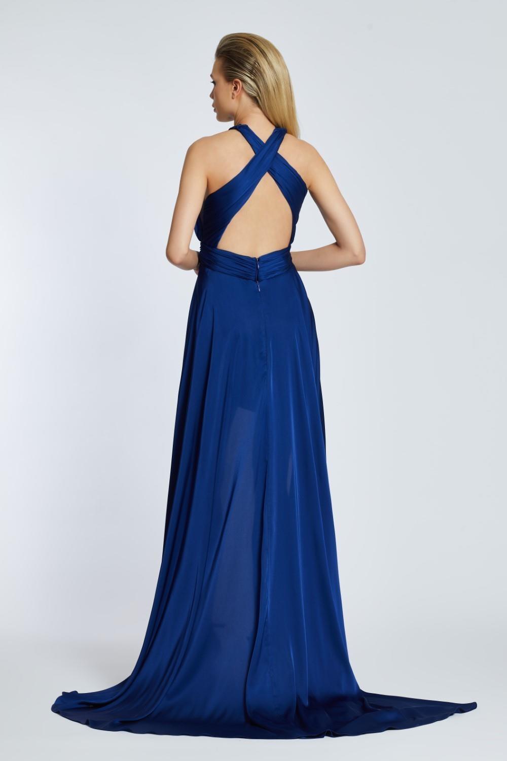 Cross Neck Long Tail Short Evening Dress