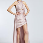 Cross Neck Long Tail Short Evening Dress