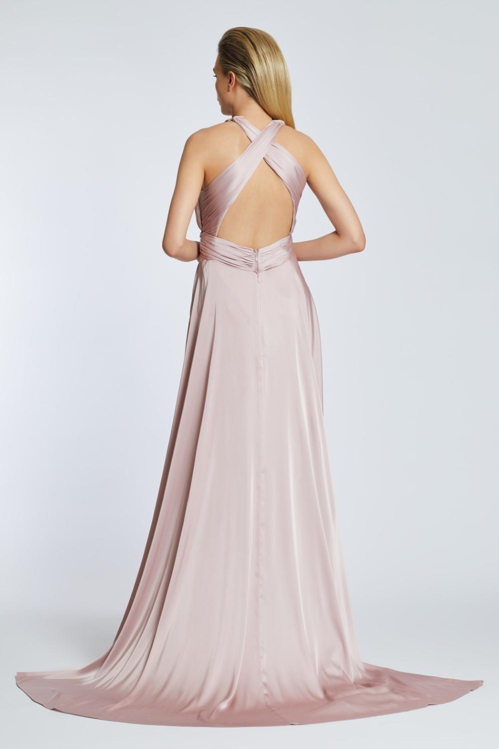 Cross Neck Long Tail Short Evening Dress