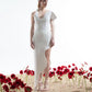 Crimped Serpent Mesh Fabric Wedding Dress