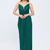 Dragee Collar Stone Embroidered Long Evening Dress