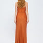 Dragee Collar Stone Embroidered Long Evening Dress