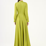 Drape Detailed Stand Collar Satin Long Evening Dress