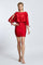 Draped Balloon Sleeve Short Evening Dress