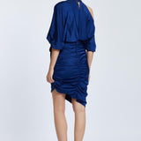 Draped Balloon Sleeve Short Evening Dress - 2200