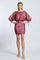 Draped Balloon Sleeve Short Evening Dress