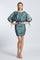 Draped Balloon Sleeve Short Evening Dress