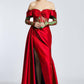 Draped Embroidered Long Evening Dress