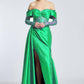 Draped Embroidered Long Evening Dress