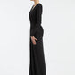 Long Sleeve Draped Long Evening Dress