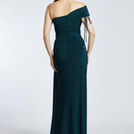 Draped Single Shoulder Slit Long Evening Dress