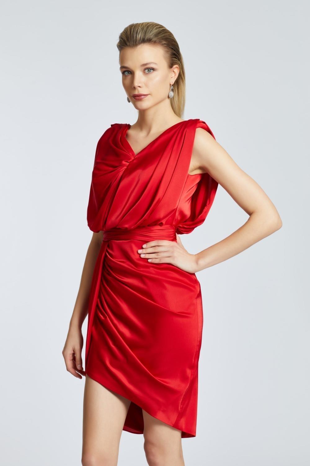 Draped Short Evening Dress