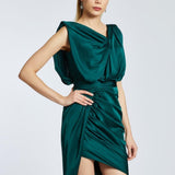 Draped Short Evening Dress - 2204