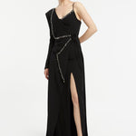 Long Evening Dress with Bling Embroidered Jacket