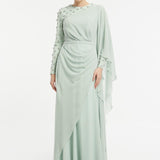 Embroidered Fabric Chiffon Veiling Evening Dress