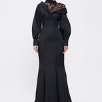 Embroidered Balloon Sleeves Long Hijab Evening Dress