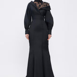 Embroidered Balloon Sleeves Long Hijab Evening Dress