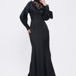 Embroidered Balloon Sleeves Long Hijab Evening Dress