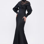 Embroidered Balloon Sleeves Long Hijab Evening Dress