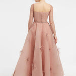 Embroidered Fabric Princess Cut Long Evening Dress