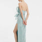 Embroidered Fabric Strapless Long Evening Dress