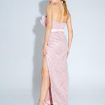 Embroidered Fabric Strapless Long Evening Dress