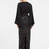 Embroidered Veiling Long Evening Dress