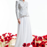 Rhinestone Fabric Jacket & Chiffon Skirt Suit