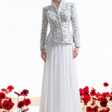 Rhinestone Fabric Jacket & Chiffon Skirt Suit