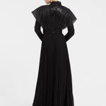 Embroidered Long Sleeve Veiling Long Evening Dress