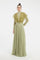 Embroidered Long Sleeve Veiling Long Evening Dress