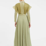 Embroidered Long Sleeve Veiling Long Evening Dress