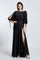 Embroidered Shoulder Detailed Deep Slit Long Evening Dress