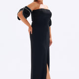 Embroidered Sleeve Detailed Plus Size Evening Dress