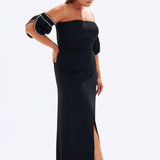 Embroidered Sleeve Detailed Plus Size Evening Dress