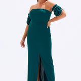 Embroidered Sleeve Detailed Plus Size Evening Dress