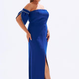 Embroidered Sleeve Detailed Plus Size Evening Dress