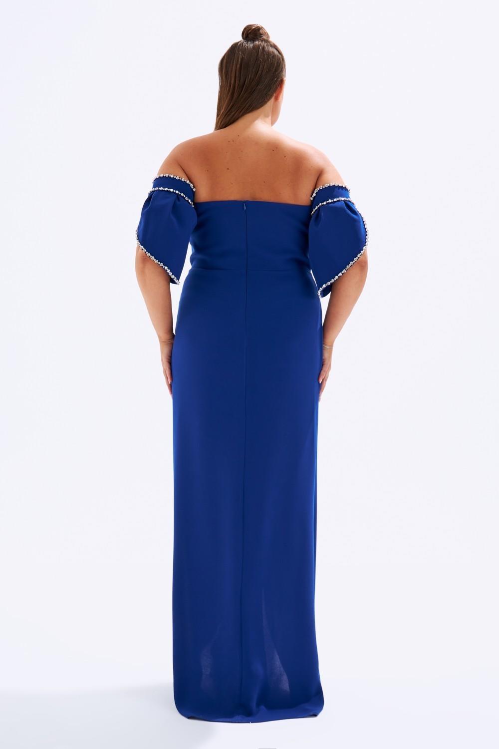 Embroidered Sleeve Detailed Plus Size Evening Dress