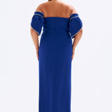 Embroidered Sleeve Detailed Plus Size Evening Dress