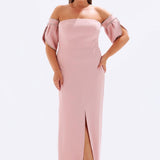 Embroidered Sleeve Detailed Plus Size Evening Dress