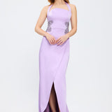 Embroidery Detailed Evening Dress with Slits